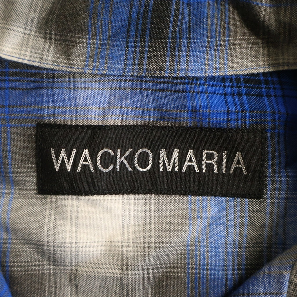 WACKO MARIA(ワコマリア) OMBRE CHECK OPEN COLLAR RAYON SHIRT L/S オンブレ チェック オープンカラー レーヨン 長袖シャツ ブルー/ブラック/ホワイト