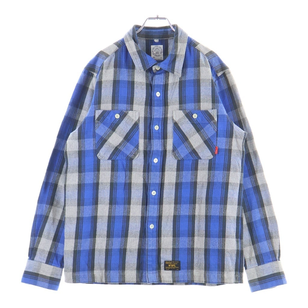 WTAPS(ダブルタップス) 15AW UNION 01 COTTON TEXTILE CHECK FLANNEL L/S SHIRT コットン チェック フランネル 長袖シャツ ブラック/グレー/ブルー 152GWDT-SHM05
