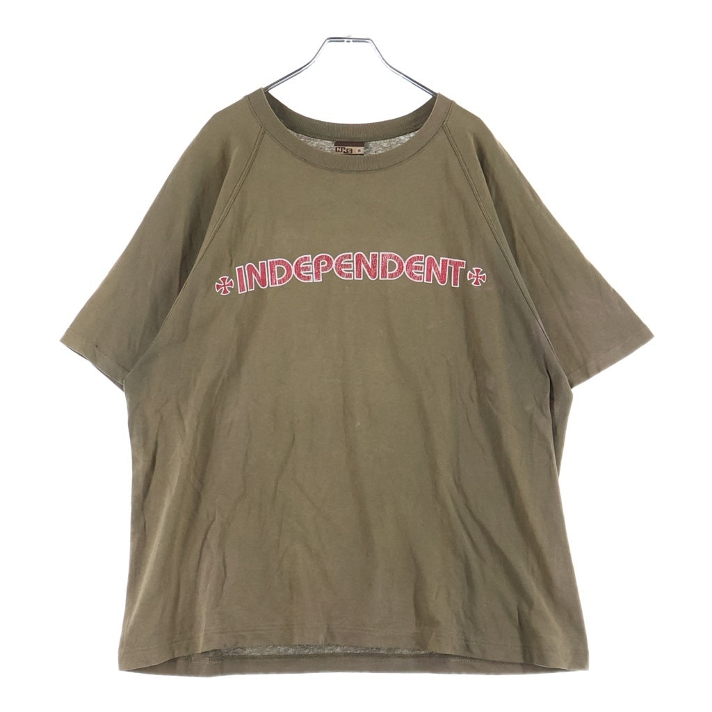 INDEPENDENT(インデペンデント) 90S NHS IRON CROSS TEE クロス プリント 半袖Tシャツ ラグラン カットソー ブラウン