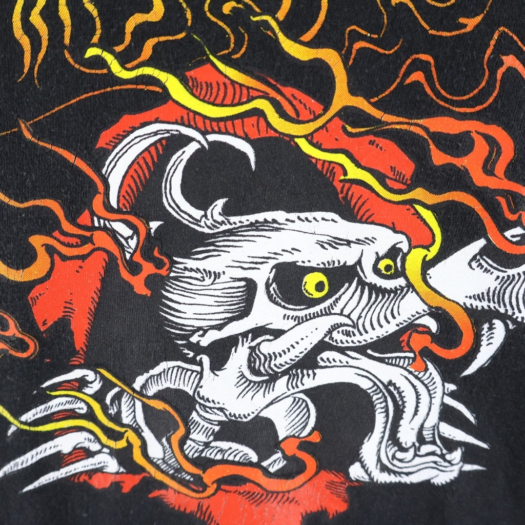 STUSSY(ステューシー) 10S DRAGON SKULL パウエルパロディ ドラゴン スカル フロントプリント 半袖Tシャツ カットソー ブラック
