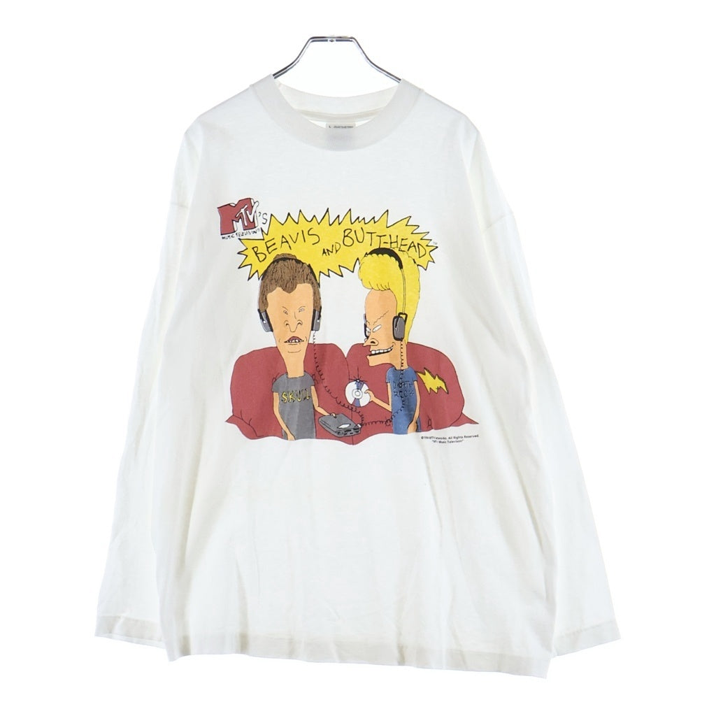 VINTAGE(ヴィンテージ) 90S MTV BEAVIS AND BUTT HEAD L/S TEE ビーバス & バットヘッド 長袖Tシャツ カットソー ホワイト