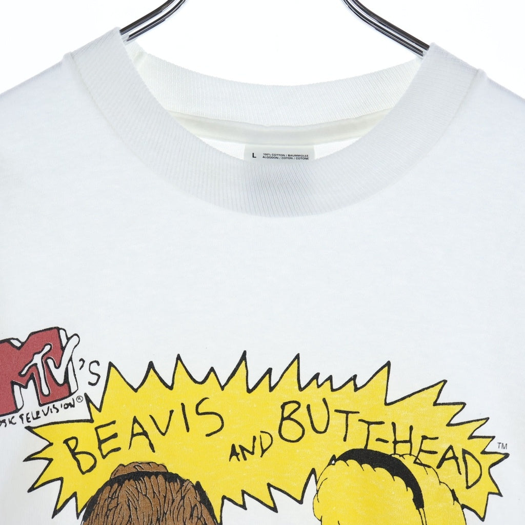 VINTAGE(ヴィンテージ) 90S MTV BEAVIS AND BUTT HEAD L/S TEE ビーバス & バットヘッド 長袖Tシャツ カットソー ホワイト