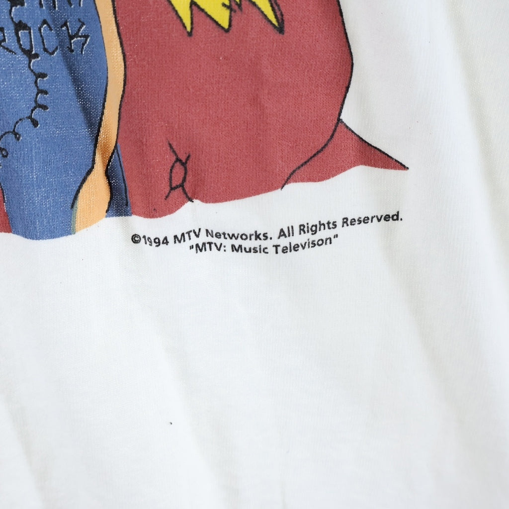 VINTAGE(ヴィンテージ) 90S MTV BEAVIS AND BUTT HEAD L/S TEE ビーバス & バットヘッド 長袖Tシャツ カットソー ホワイト