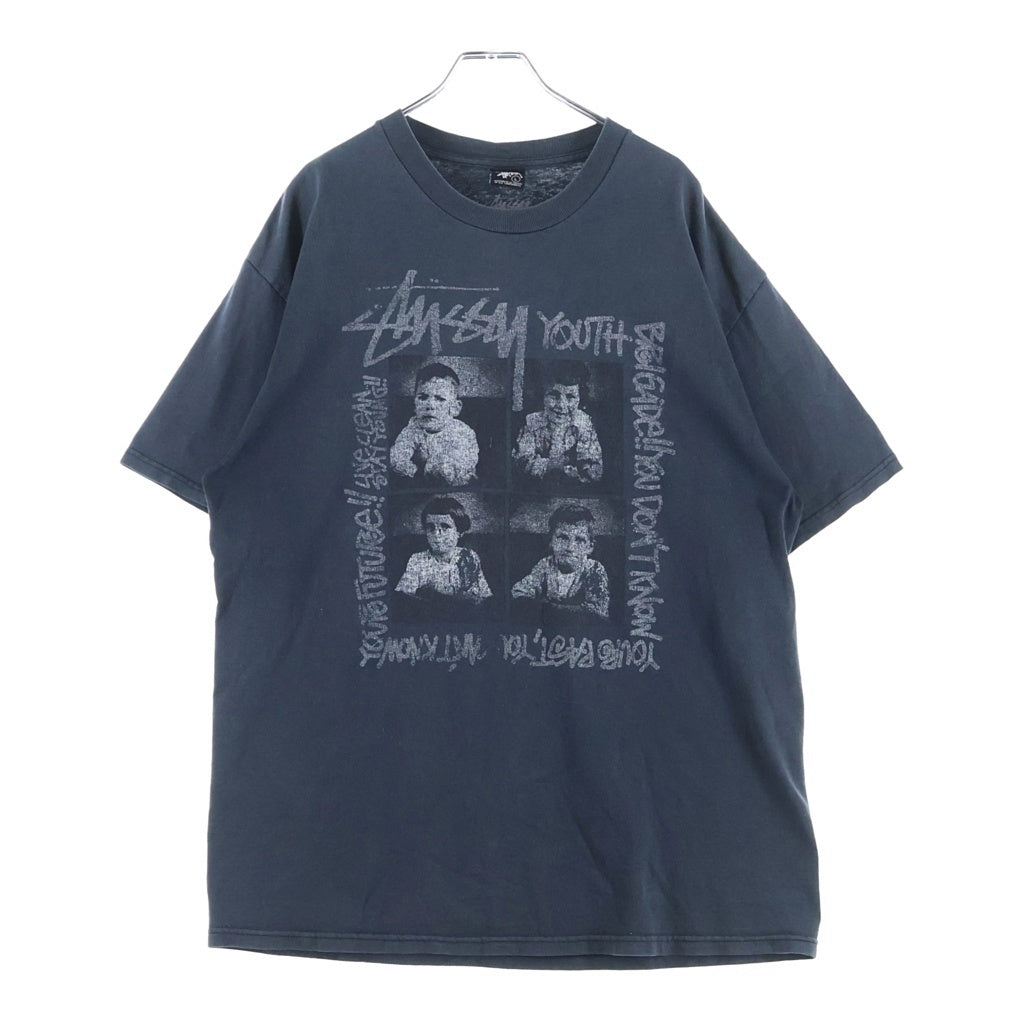 STUSSY(ステューシー) 00S YOUTH BRIDGE 4KIDS 4キッズ フロントプリント 半袖Tシャツ カットソー ブラック
