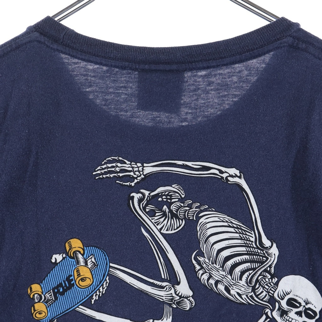 VINTAGE(ヴィンテージ) 00S POWELL PERALTA BONES SKATE SKELETON パウエル ボーンズ スケート スケルトン 半袖Tシャツ ネイビー