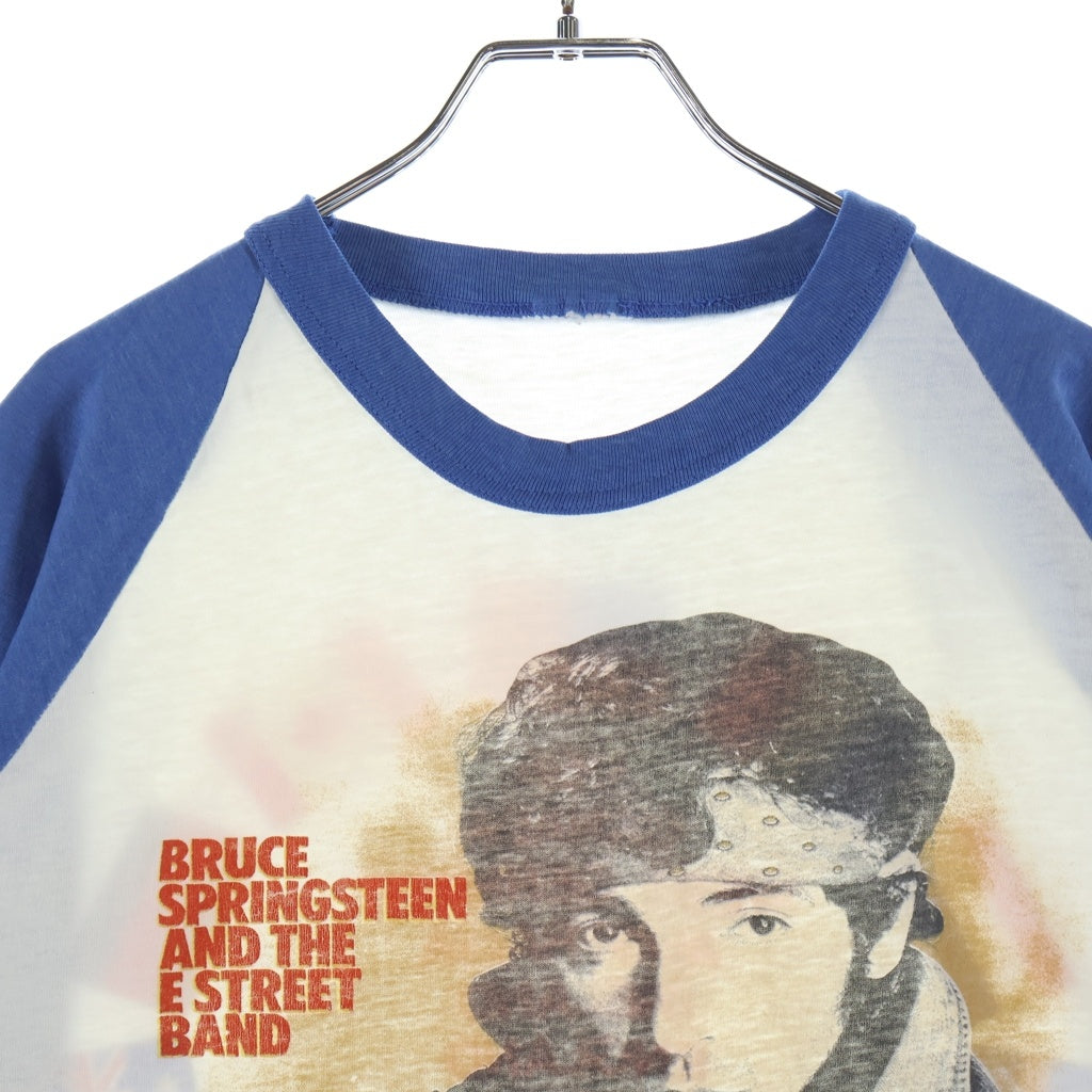 VINTAGE(ヴィンテージ) 80S BRUCE SPRINGSTEEN AND THE E STREET BAND ブルーススプリングスティーン ツアーTシャツ クルーネック半袖ラグランカットソー ホワイト/ブルー