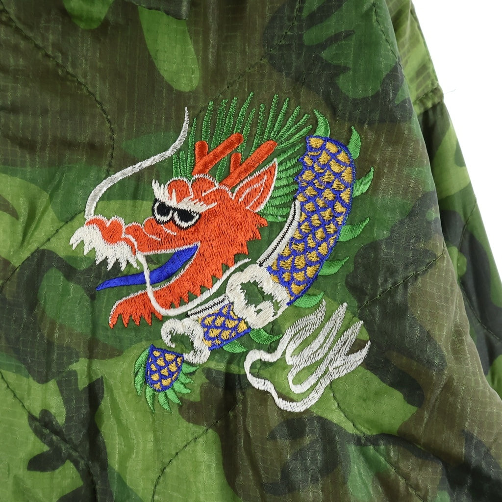 VINTAGE(ヴィンテージ) 60s Vietnam Souvenir Jacket YKK ベトナム スーベニア キルティング 中綿 ジャケット カモ柄 グリーン/カーキ/ブラック