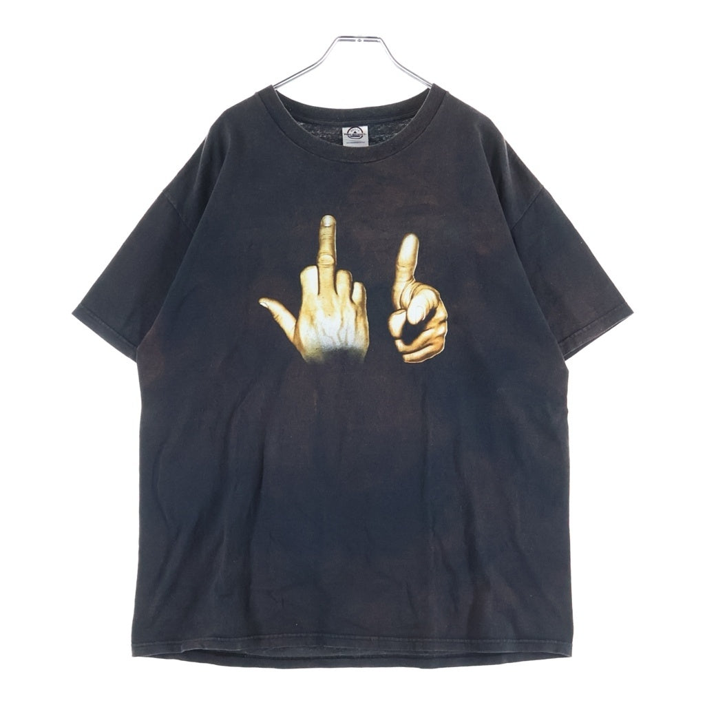 VINTAGE(ヴィンテージ) 00S FXXK HAND SIGN ハンドサイン クルーネック 半袖Tシャツ ブラック
