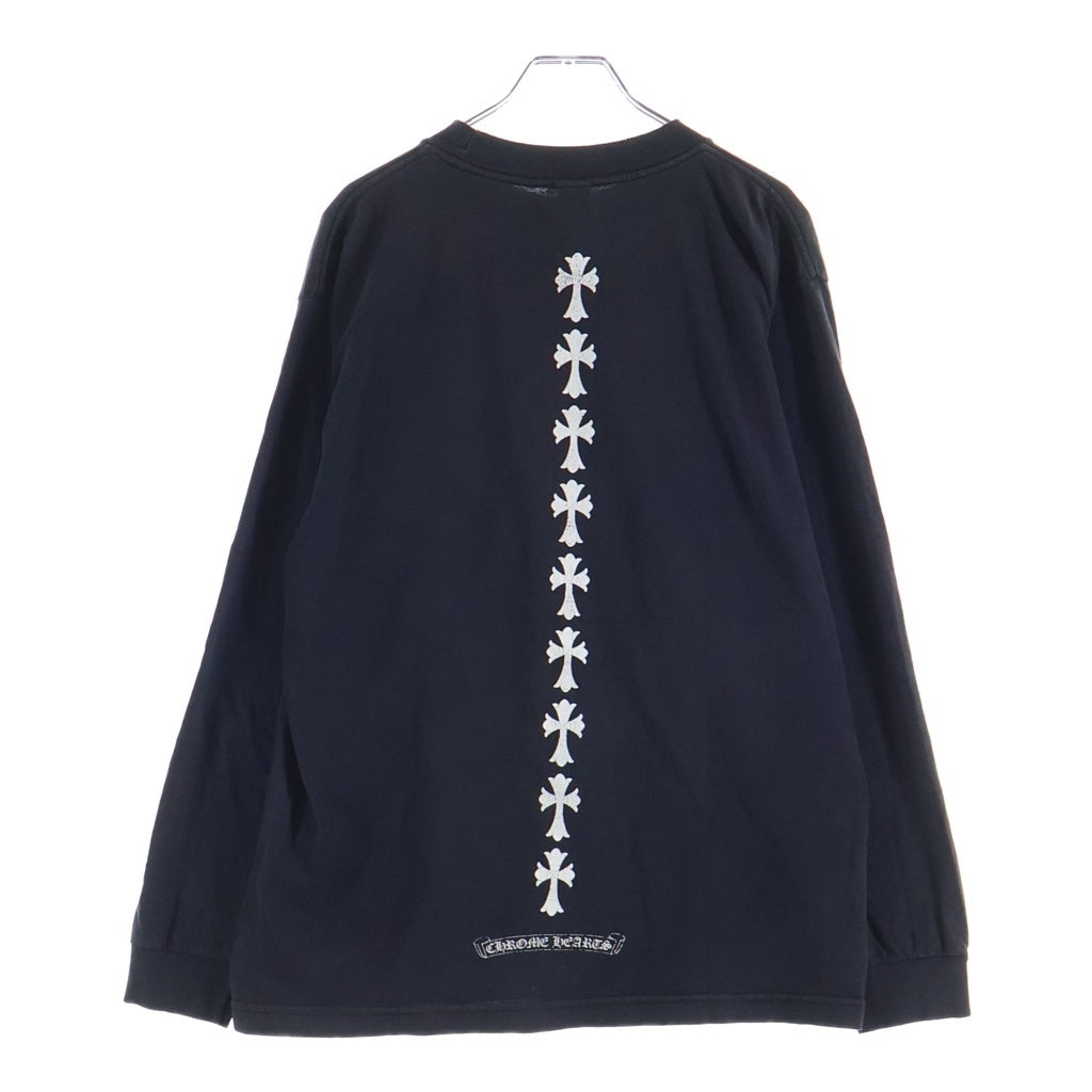 CHROME HEARTS(クロムハーツ) CEMETERY CROSS TIRE TRACK TEE バックセメタリークロスタイヤトラック 両面プリントTシャツ クルーネック長袖カットソー ブラック