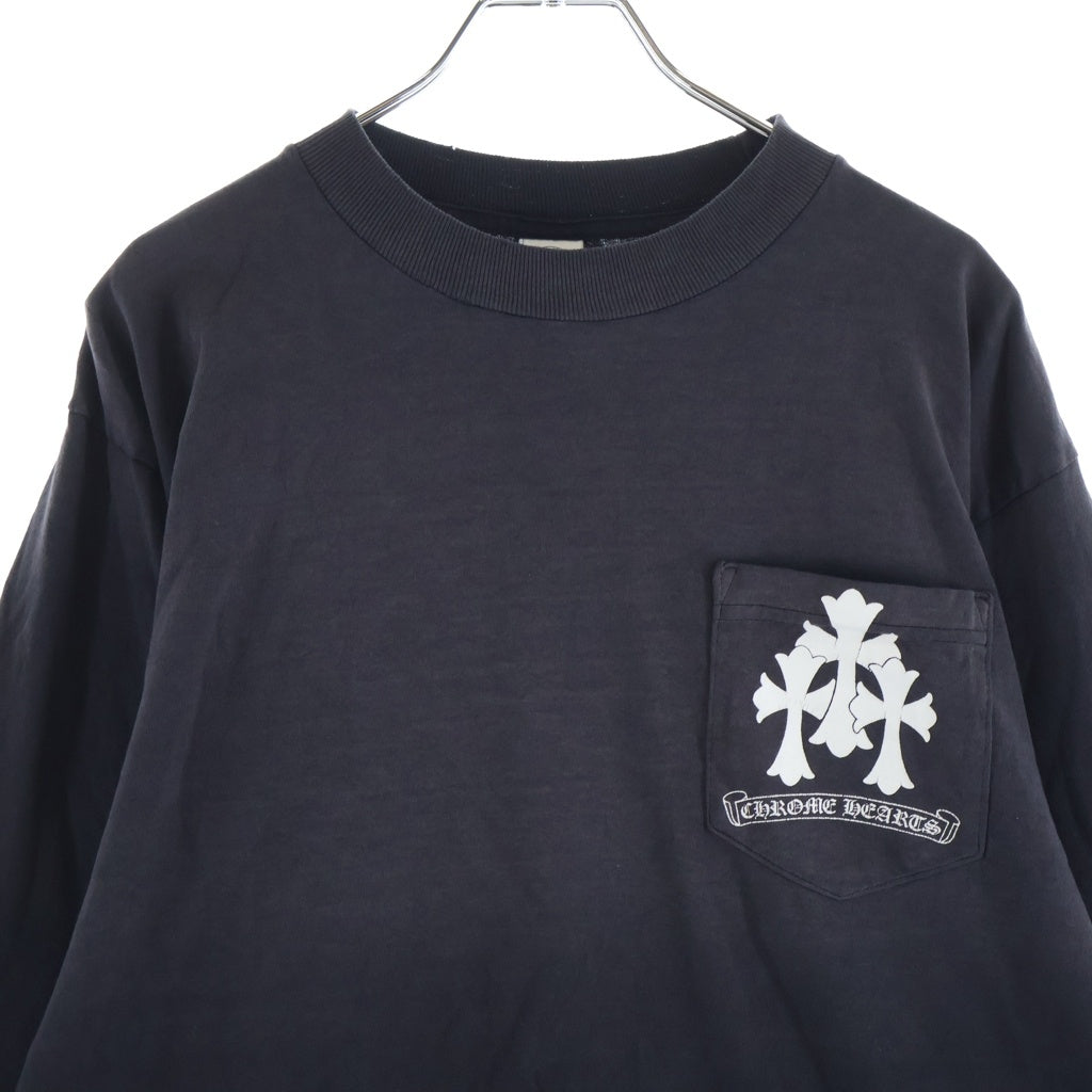 CHROME HEARTS(クロムハーツ) CEMETERY CROSS TIRE TRACK TEE バックセメタリークロスタイヤトラック 両面プリントTシャツ クルーネック長袖カットソー ブラック