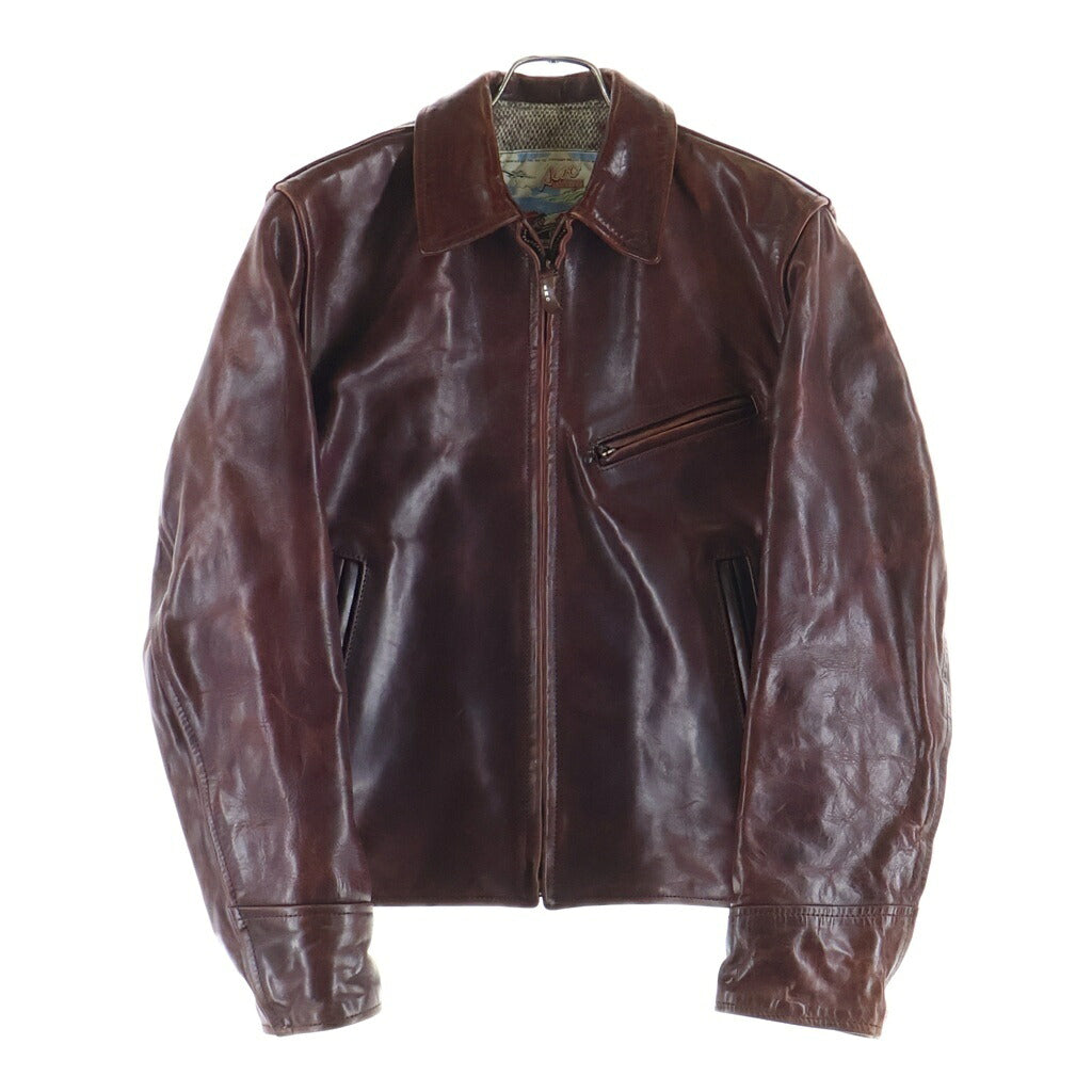 AERO LEATHER(エアロレザー) Half-belt leather jacket ハーフベルテッド レザー ジャケット バーガンディ