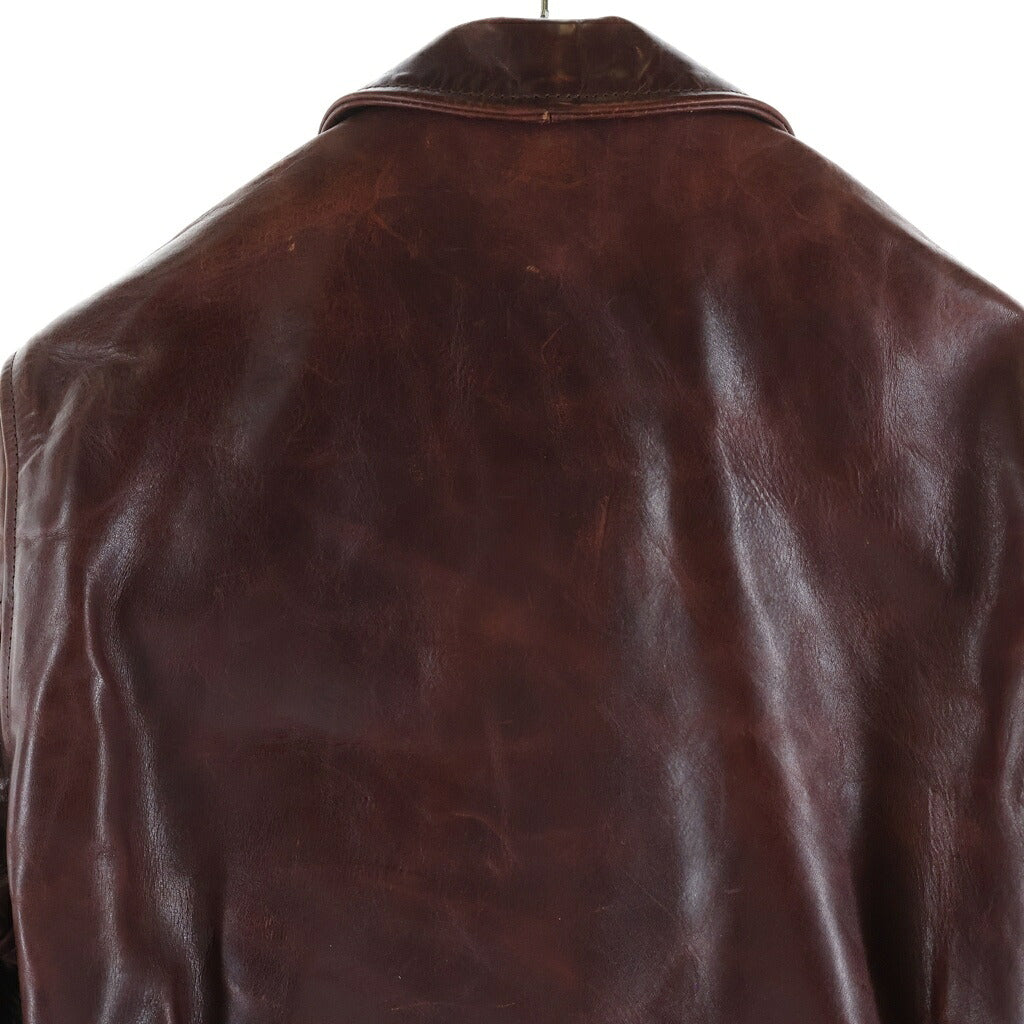 AERO LEATHER(エアロレザー) Half-belt leather jacket ハーフベルテッド レザー ジャケット バーガンディ