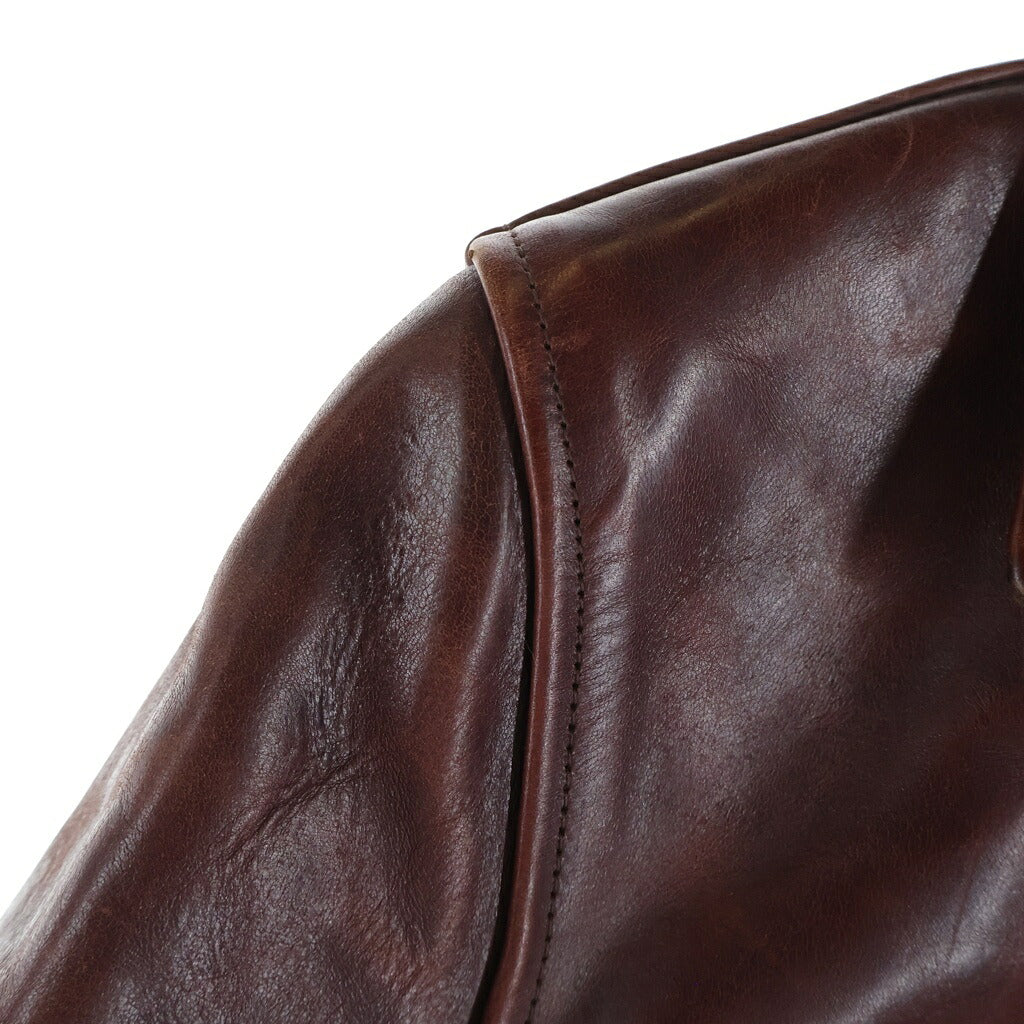 AERO LEATHER(エアロレザー) Half-belt leather jacket ハーフベルテッド レザー ジャケット バーガンディ