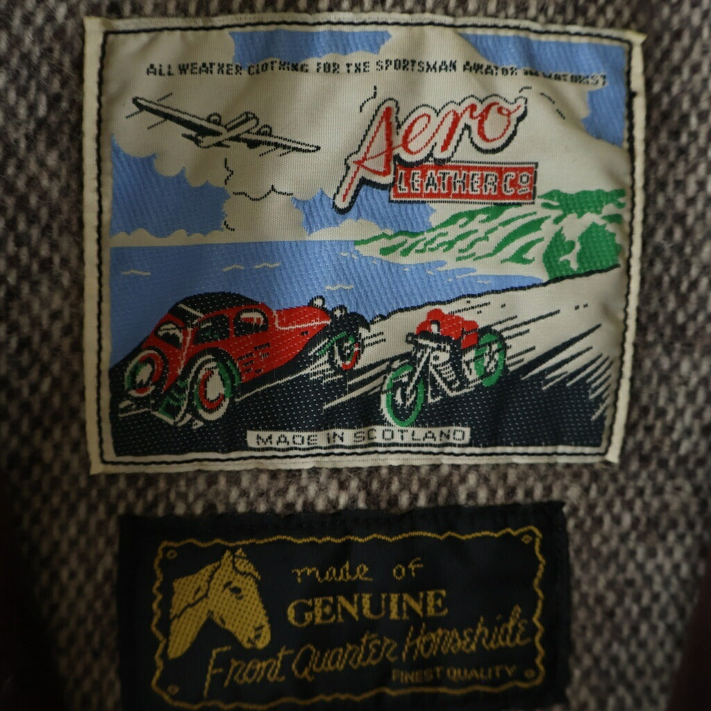 AERO LEATHER(エアロレザー) Half-belt leather jacket ハーフベルテッド レザー ジャケット バーガンディ