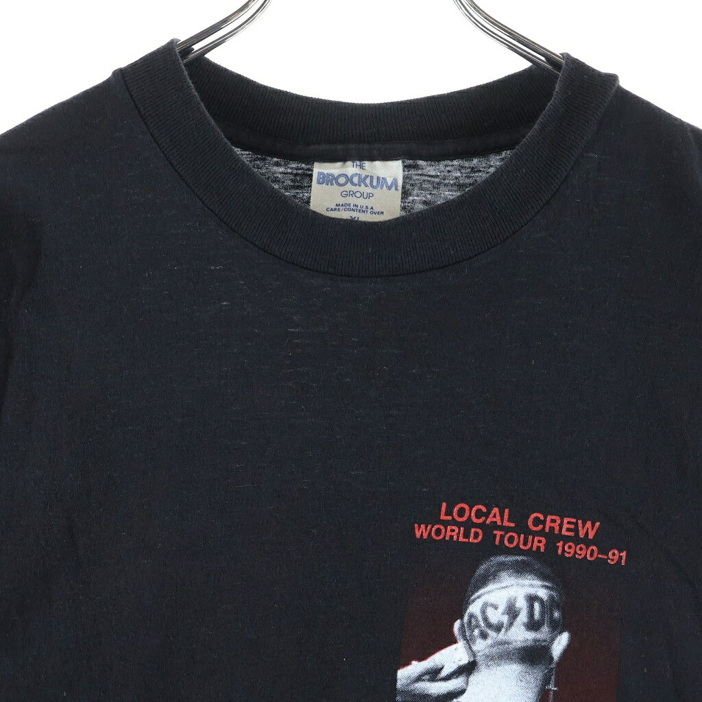 VINTAGE(ヴィンテージ) 90S AC/DC LOCAL CREW WORLD TOUR バンドTシャツ クルーネック半袖カットソー ブラック