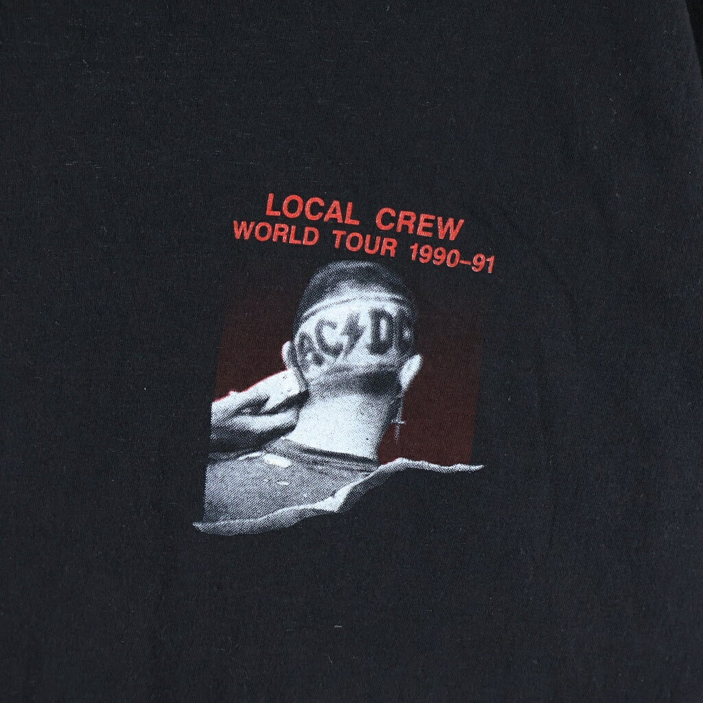 VINTAGE(ヴィンテージ) 90S AC/DC LOCAL CREW WORLD TOUR バンドTシャツ クルーネック半袖カットソー ブラック