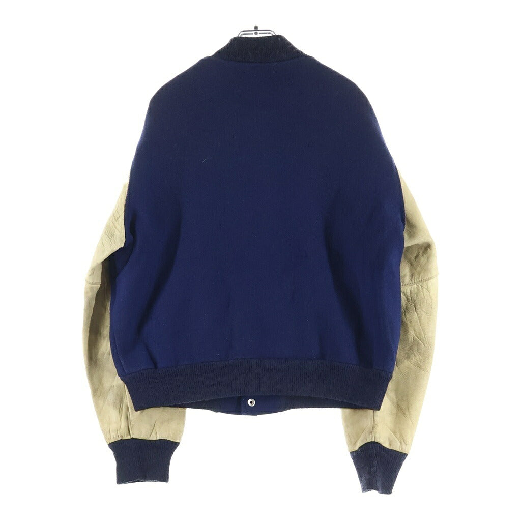 VINTAGE(ヴィンテージ) 60S W.O.W.O. MAIN AUTO SPORT SHOP WOOL LEATHER STUDIUM JACKET ウール レザー ボタスタ スタジャン スタジアムジャケット ネイビー/ホワイト