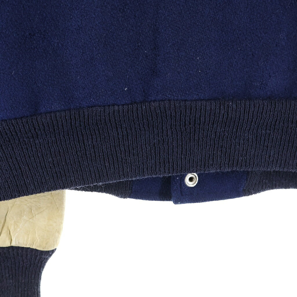 VINTAGE(ヴィンテージ) 60S W.O.W.O. MAIN AUTO SPORT SHOP WOOL LEATHER STUDIUM JACKET ウール レザー ボタスタ スタジャン スタジアムジャケット ネイビー/ホワイト
