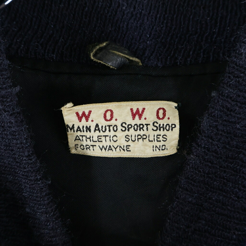VINTAGE(ヴィンテージ) 60S W.O.W.O. MAIN AUTO SPORT SHOP WOOL LEATHER STUDIUM JACKET ウール レザー ボタスタ スタジャン スタジアムジャケット ネイビー/ホワイト