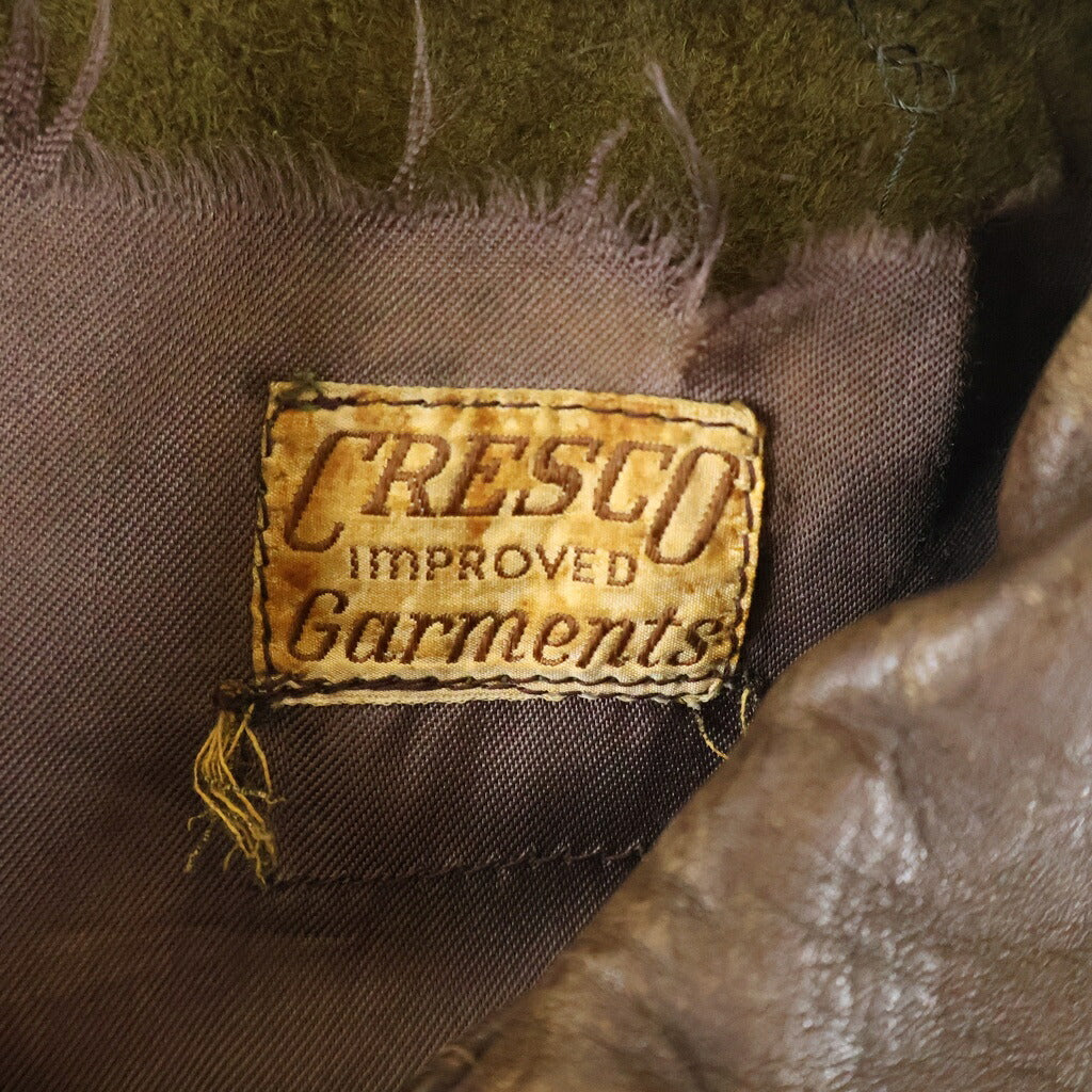 VINTAGE(ヴィンテージ) 推定30-50S CRESCO IMPROVED GARMEMTS LEATHER SPORT JACKET TALON ZIP クレスコ レザー スポーツジャケット ブラウン