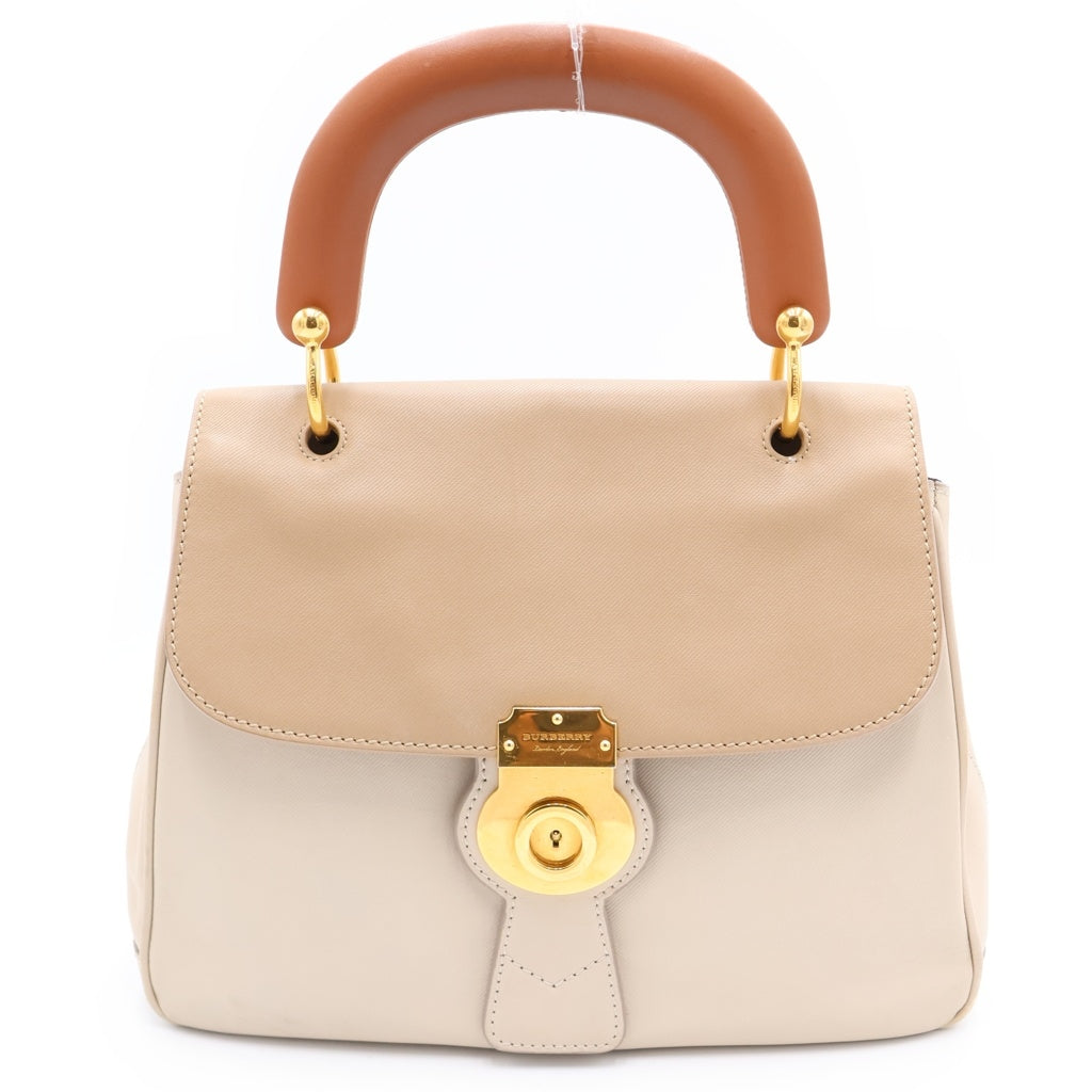 BURBERRY(バーバリー) DK88トップハンドルバッグ ブラウン×ベージュ レザー ゴールド金具 レディース