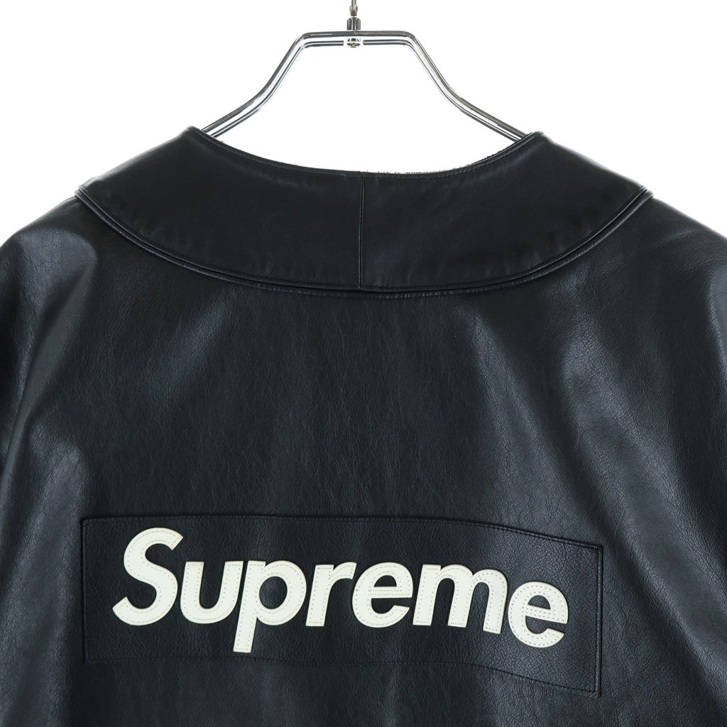 SUPREME(シュプリーム) 19AW×NIKE Leather Baseball Jersey ナイキ レザー ベースボール ジャージー 半袖シャツ ブラック CK6221-010