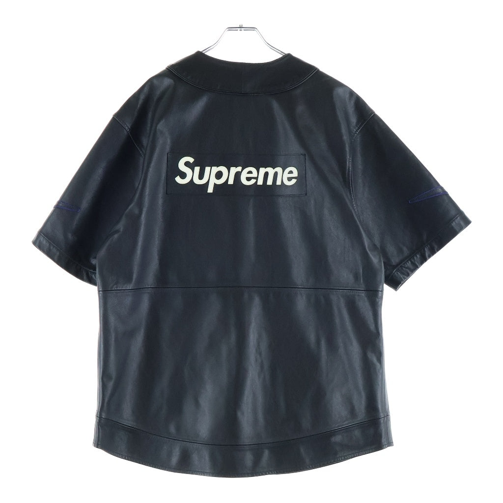 SUPREME(シュプリーム) 19AW×NIKE Leather Baseball Jersey ナイキ レザー ベースボール ジャージー 半袖シャツ ブラック CK6221-010
