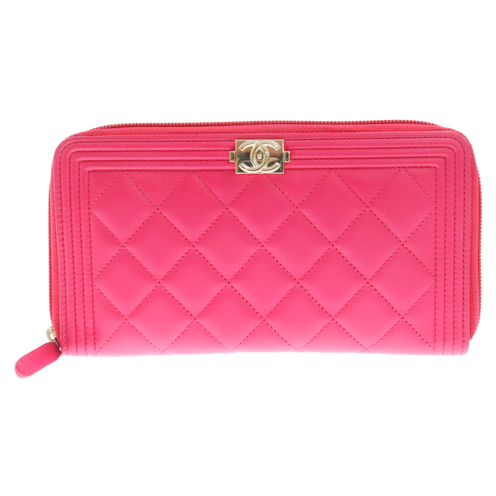 CHANEL(シャネル) ボーイシャネル ジッピーオーガナイザー ラウンドジップ ロングウォレット ピンク