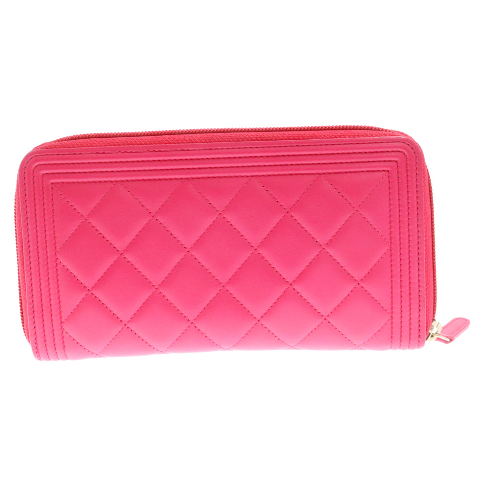 CHANEL(シャネル) ボーイシャネル ジッピーオーガナイザー ラウンドジップ ロングウォレット ピンク