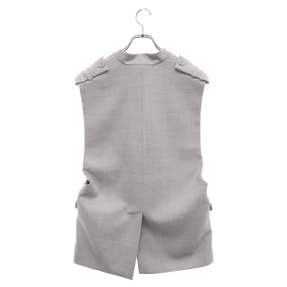MM6 Maison Margiela(エムエムシックスメゾンマルジェラ) 22AW ウール混メランジジレ S52FB0065 ショルダーエポーレットロングベスト グレー