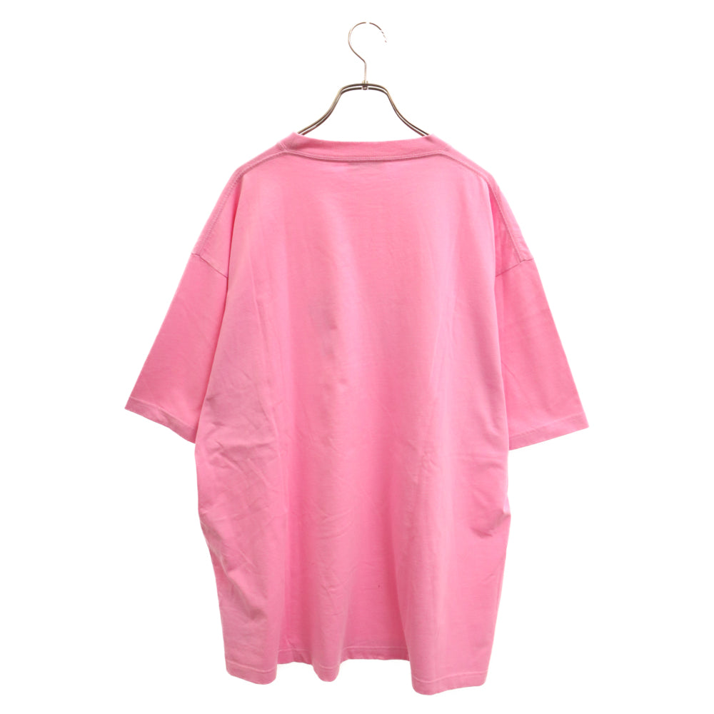 BALENCIAGA(バレンシアガ) 21SS Gay Pride Text Print Boxy Cotton Jersey T-Shirt 651795 TLV93 ロゴ刺繍 オーバーサイズ半袖Tシャツ ピンク