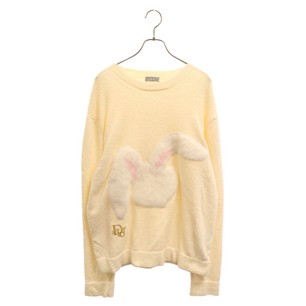 DIOR(ディオール) 23SS ラビットパッチ ロゴ刺繍入り パイル地クルーネックセーター クリーム 313M657AT498