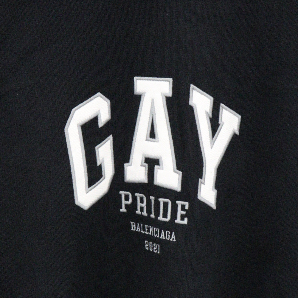 BALENCIAGA(バレンシアガ) Gay Pride Hooded Sweatshirt 651799 TLV54 ロゴ刺繍 プルオーバーパーカー フーディ ブラック