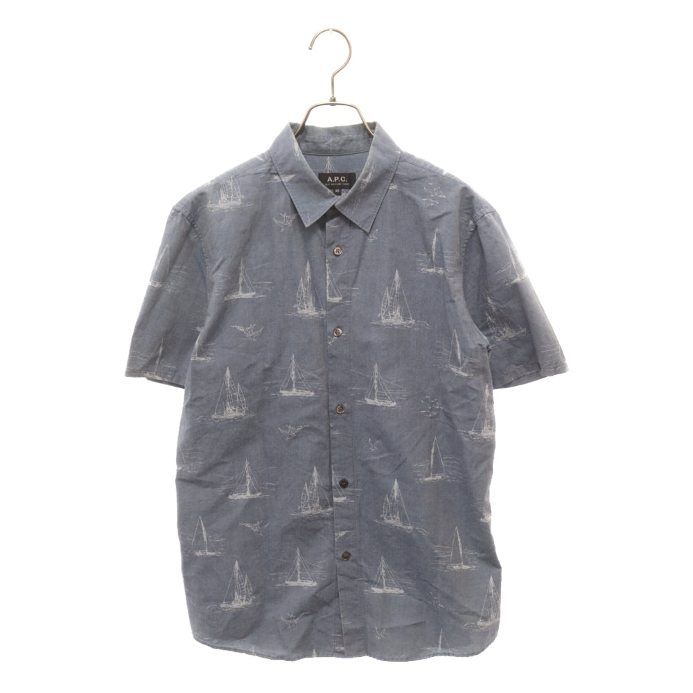 A.P.C(アーペーセー) コットンプリント 半袖シャツ 24541-70011 ブルー