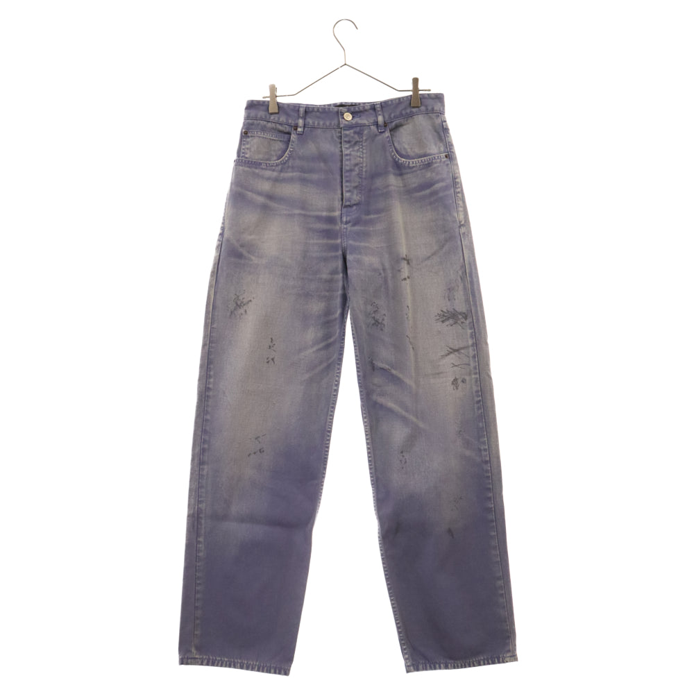 BALENCIAGA(バレンシアガ) 24AW ウォッシュ加工デニムパンツ 786468 TQW53 グラフィックジーンズ パープル