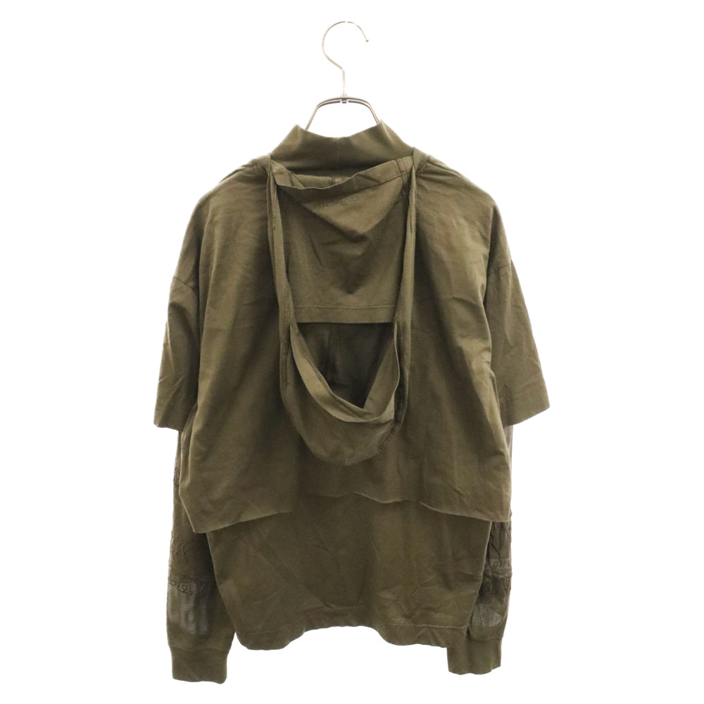GIVENCHY(ジバンシィ) 24SS Overlapped Embroidered Tee BM71FR3Y8V オーバーラップエフェクト刺繍レイヤード長袖Tシャツ カットソー カーキ