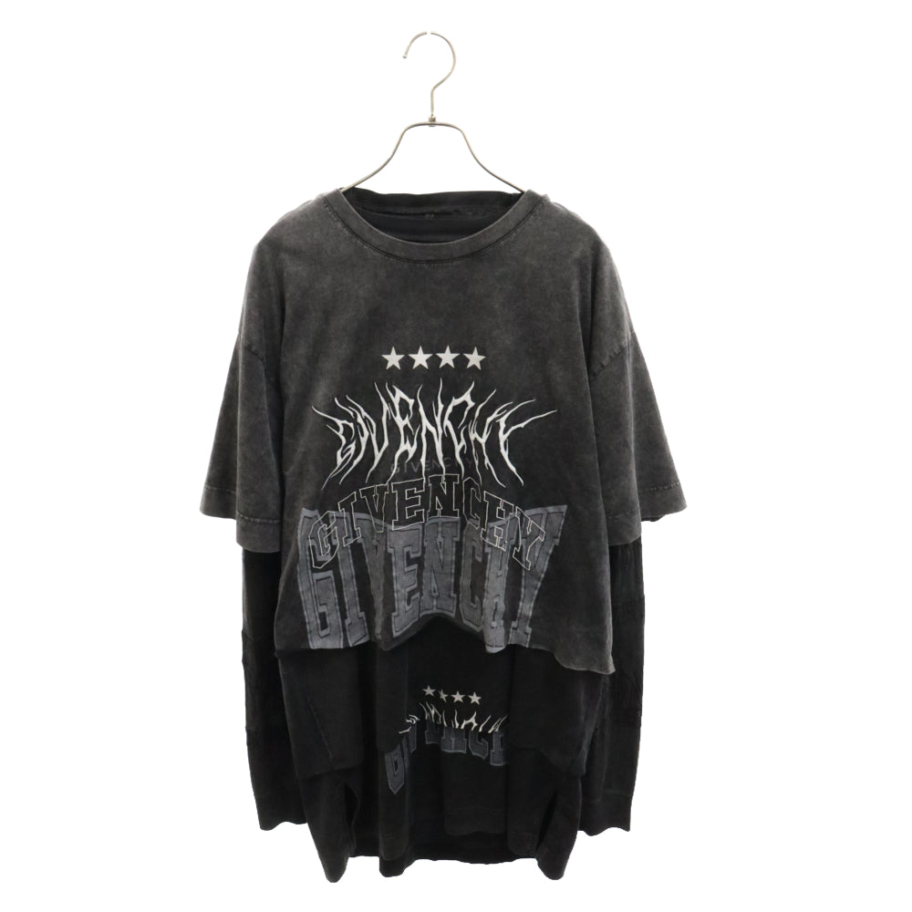 GIVENCHY(ジバンシィ) 22AW Overlapped Embroidered Tee BM71FC3Y8T オーバーラップエフェクト刺繍レイヤード長袖Tシャツ カットソー ブラック
