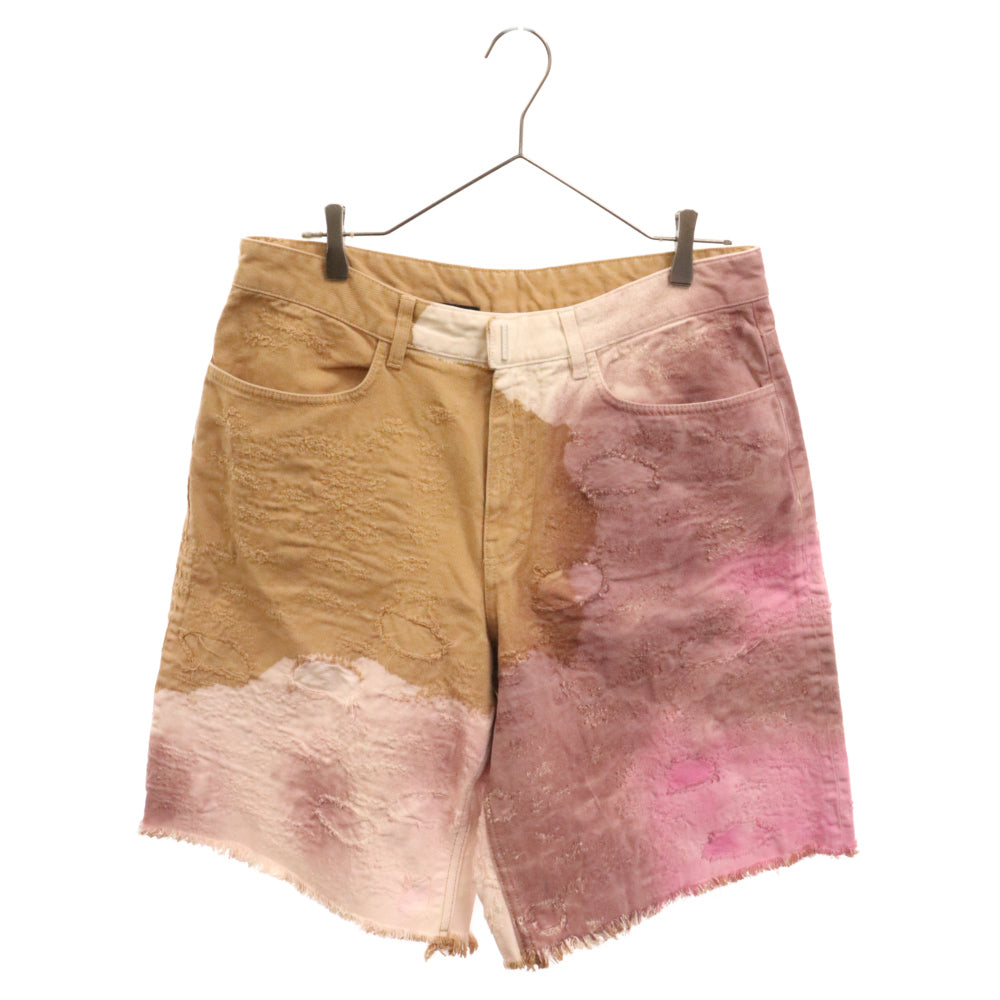 GIVENCHY(ジバンシィ) Distressed Denim Shorts BM512S5Y32 ダメージ タイダイ デニムショーツ ハーフパンツ ジーンズ マルチ