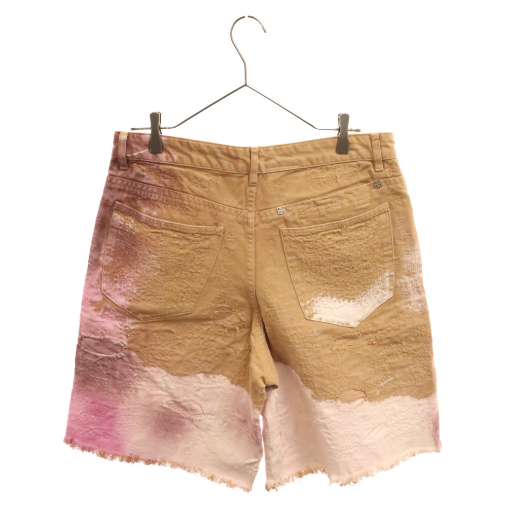 GIVENCHY(ジバンシィ) Distressed Denim Shorts BM512S5Y32 ダメージ タイダイ デニムショーツ ハーフパンツ ジーンズ マルチ