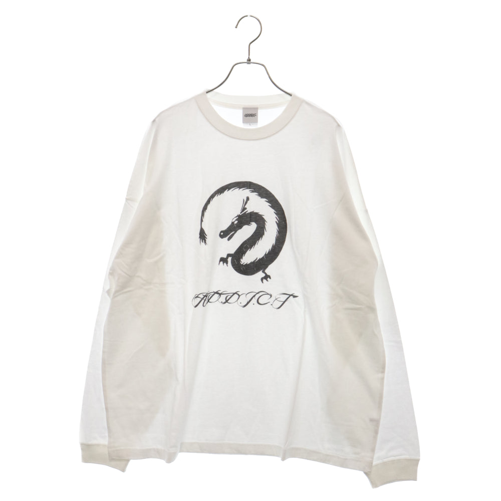 A.D.D.I.C.T(アディクト) センタードラゴンデザイン 長袖Tシャツ ブラック