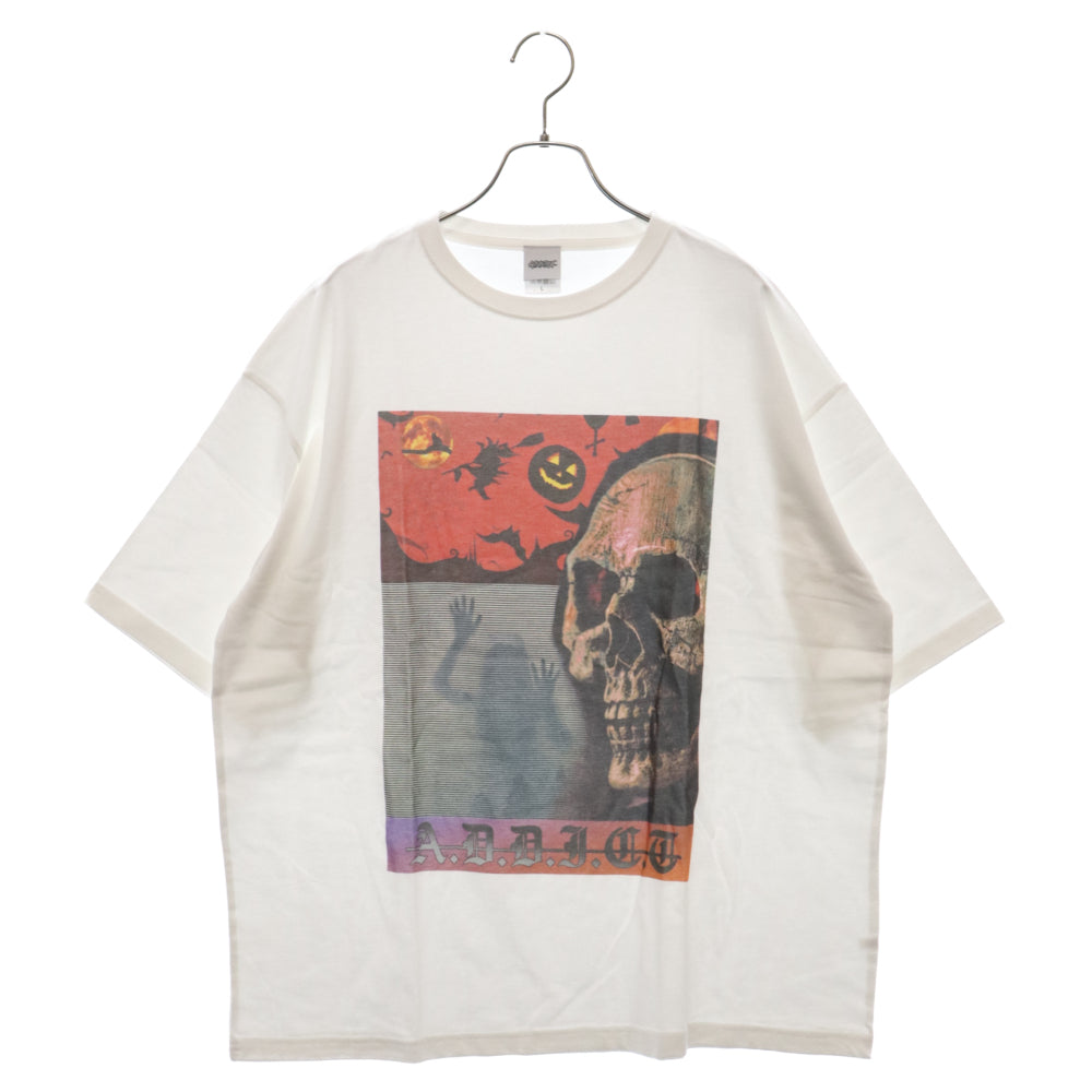 A.D.D.I.C.T(アディクト) ハロウィンデザイン スカル パンプキン 半袖Tシャツ ホワイト