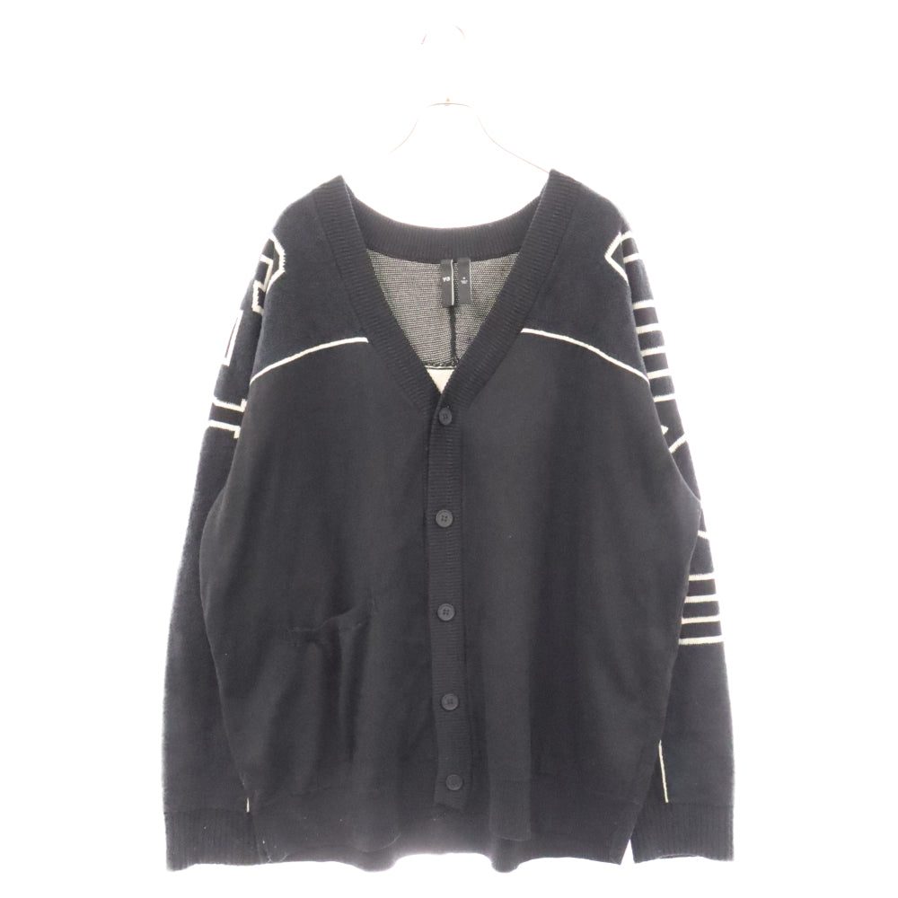 Y-3(ワイスリー) GFX KNIT CARDIGAN IQ2138 ロゴインターシャジャガード編み オーバーサイズニットカーディガン ブラック
