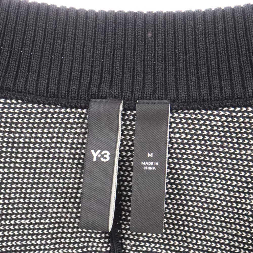 Y-3(ワイスリー) GFX KNIT CARDIGAN IQ2138 ロゴインターシャジャガード編み オーバーサイズニットカーディガン ブラック