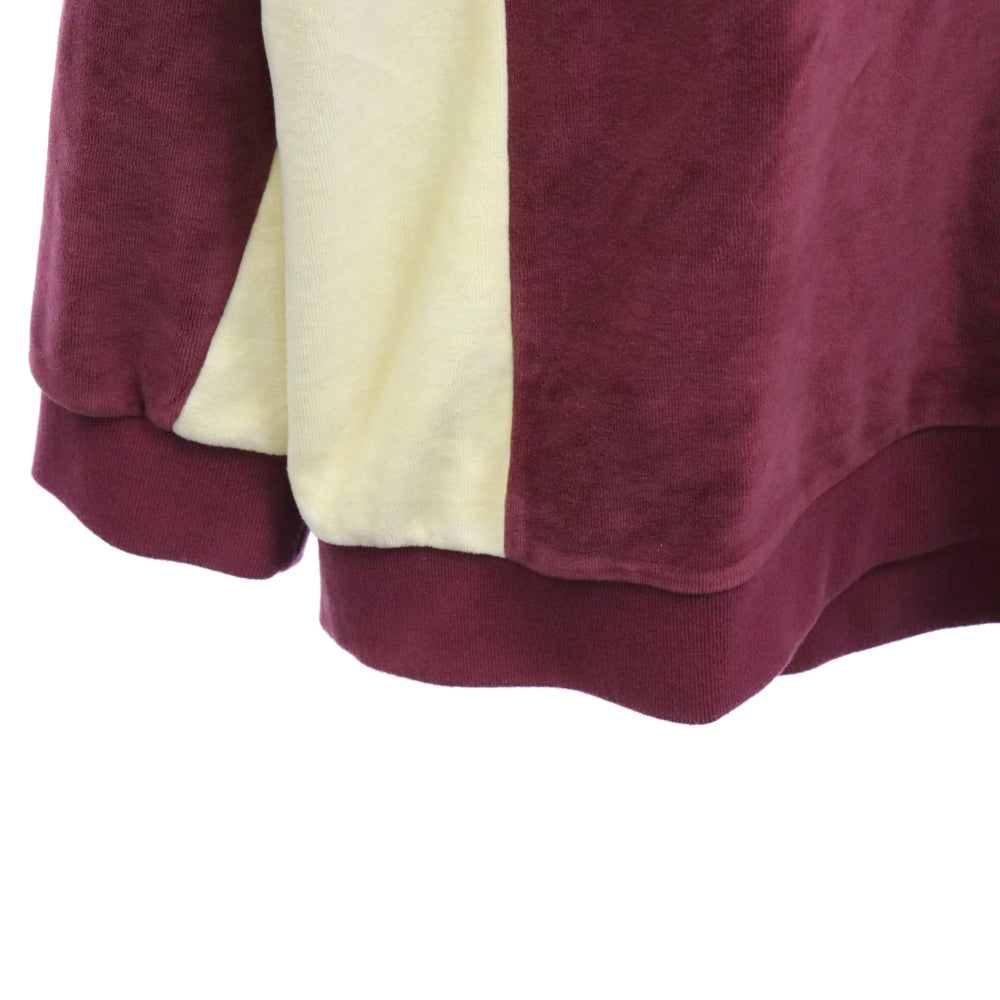 SUPREME(シュプリーム) 21SS Bleached Velour L/S Polo ロゴ刺繍 ベロアポロシャツ 長袖 ボルドー