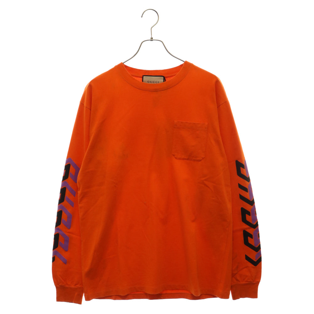 GUCCI(グッチ) 21AW アームミラープリント ロングスリーブカットソー 長袖Tシャツ オレンジ 676063 XJDWA