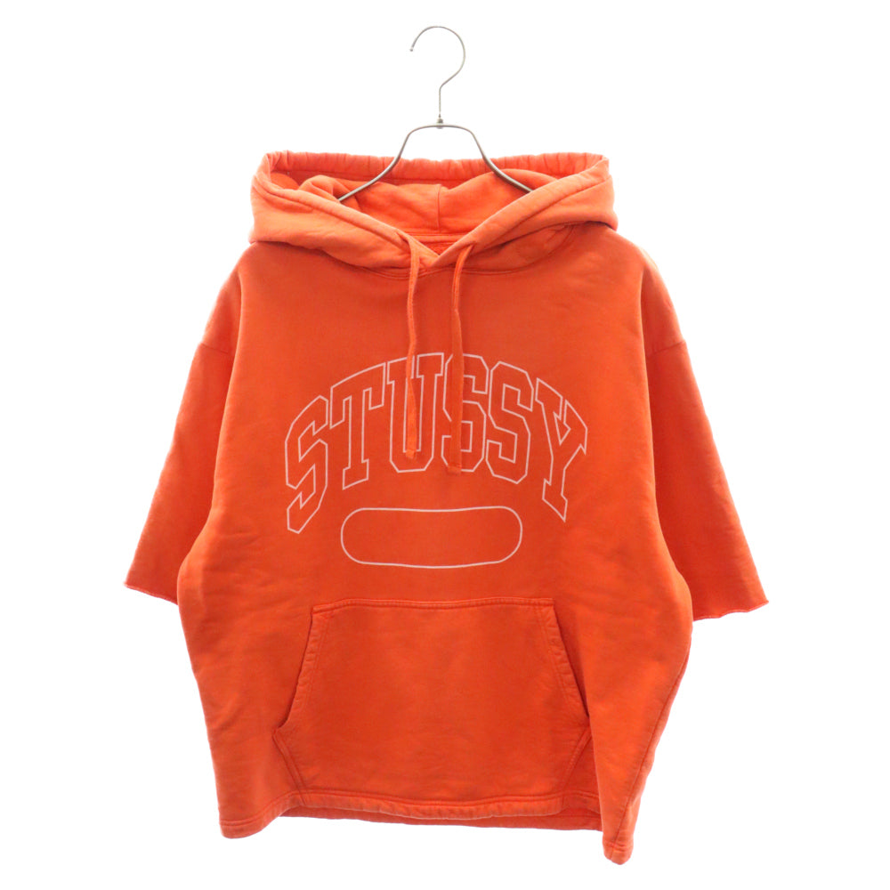 STUSSY(ステューシー) フロントロゴプリント 半袖プルオーバースウェットパーカー オレンジ SU23 118521