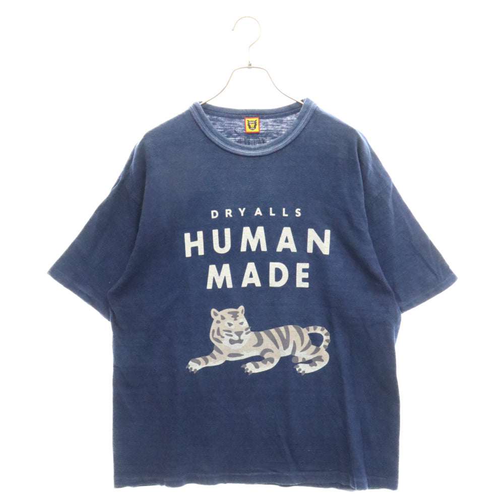 HUMAN MADE(ヒューマンメイド) 22SS INDIGO T-SHIRT #2 グラフィック タイガー フロントロゴプリント 半袖Tシャツ ネイビー