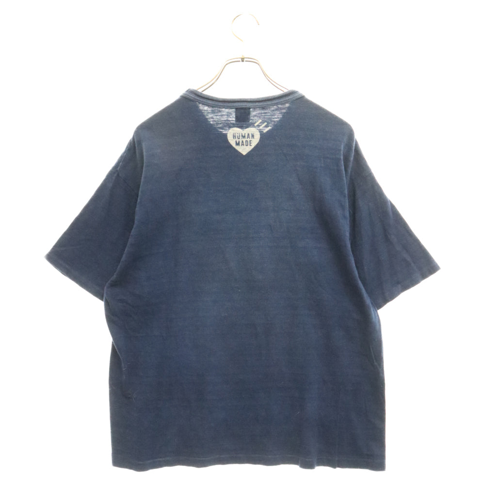 HUMAN MADE(ヒューマンメイド) 22SS INDIGO T-SHIRT #2 グラフィック タイガー フロントロゴプリント 半袖Tシャツ ネイビー