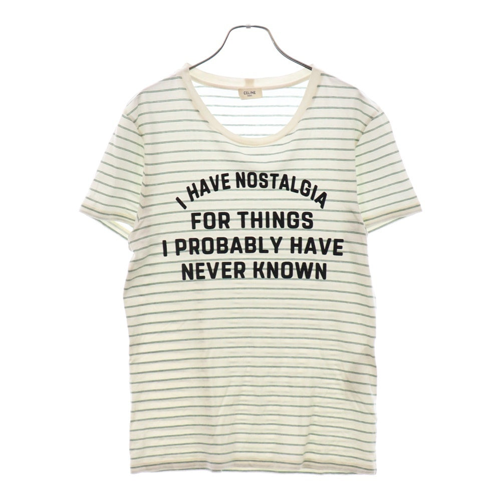 CELINE(セリーヌ) 20SS フロックドボーダーTシャツ 2X309805I 半袖 カットソー オフホワイト/グリーン