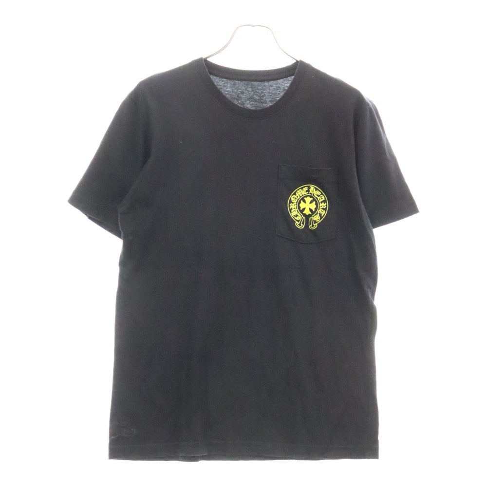 CHROME HEARTS(クロムハーツ) CH T-SHRT 1 バック英字プリント 半袖ポケットTシャツ ブラック/イエロー